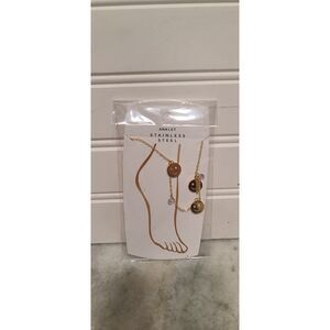 Chloe Accessory Stainless Steel Smiley Face Charms/Crystals Gold Adjustable